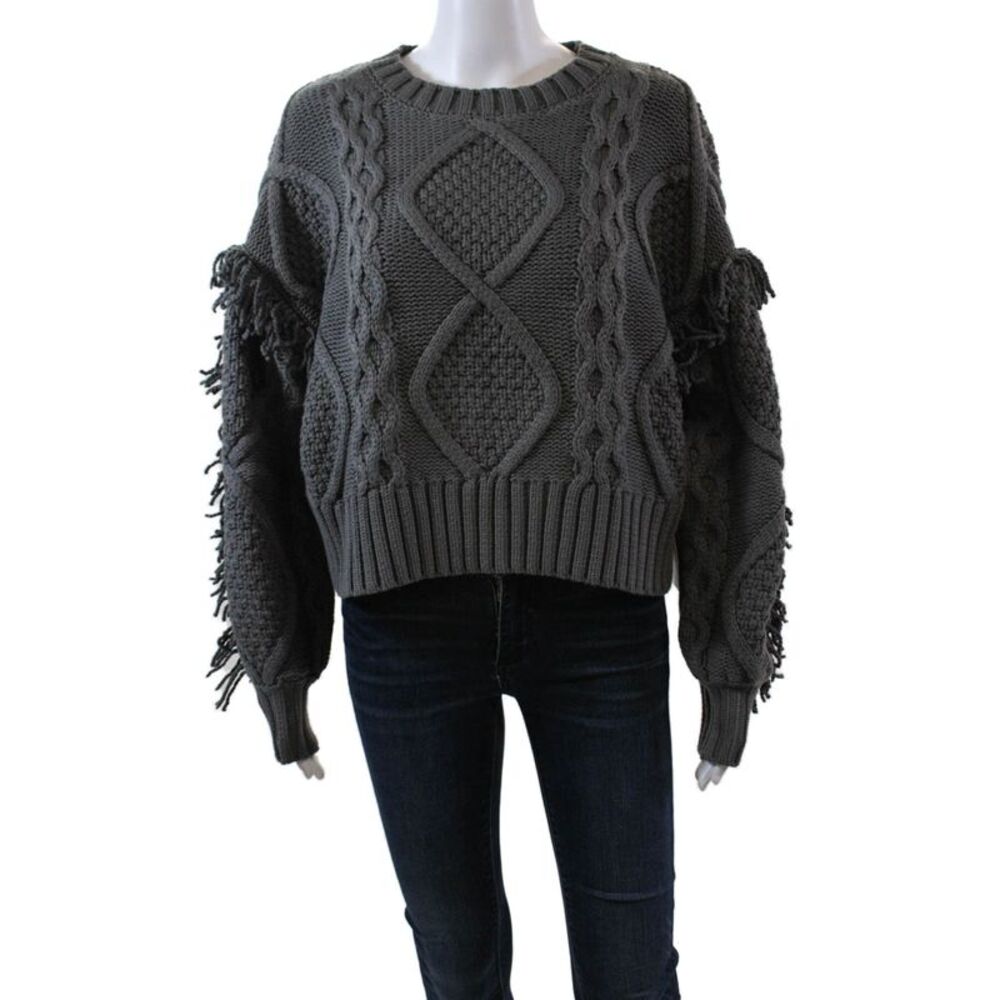 Line And Dot Womens Cotton Blend Knit Long Sleeve Pullover Sweater Gray Size S